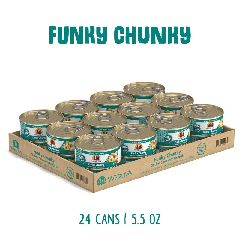 Weruva Classic Cat Food, Funky Chunky Chicken Soup with Pumpkin in Chicken Soup, 5.5oz Can (Pack of 24) - Image 2