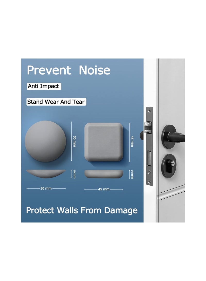 4 Pcs Self-Adhesive Door Stoppers - Soft Rubber Wall Protector  Doorknob Bumper for Home  Office (Grey) - Noise Reduction Crash Pads - Image 2