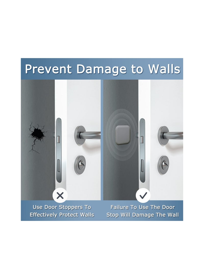 4 Pcs Self-Adhesive Door Stoppers - Soft Rubber Wall Protector  Doorknob Bumper for Home  Office (Grey) - Noise Reduction Crash Pads - Image 4