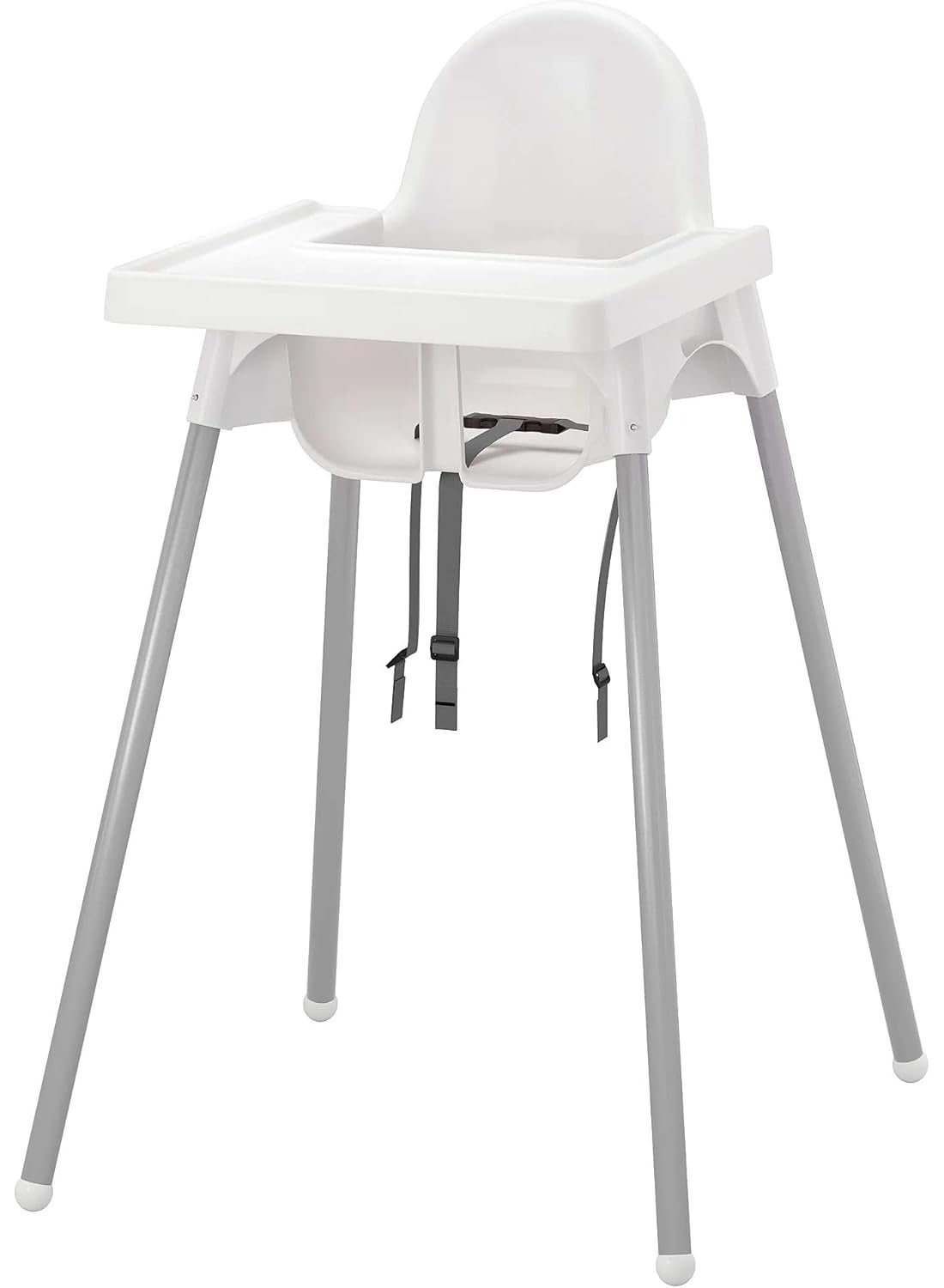 Minimalist Baby High Chair Featuring Adjustable Safety Harness, Spacious Food Tray, Durable Plastic Seat and Sturdy Metal Legs, Perfect for Safe and Comfortable Feeding Time
