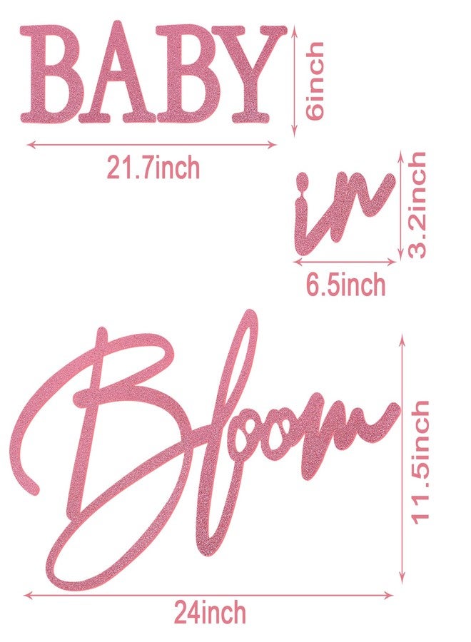 MASTRON Baby in Bloom Sign, 16”x24” Felt Letter Baby Shower Sign Baby in Bloom Party Decor Backdrop for Boy or Girl Baby Shower Gender Reveal 1st Birthday - Gillter Pink - Image 2