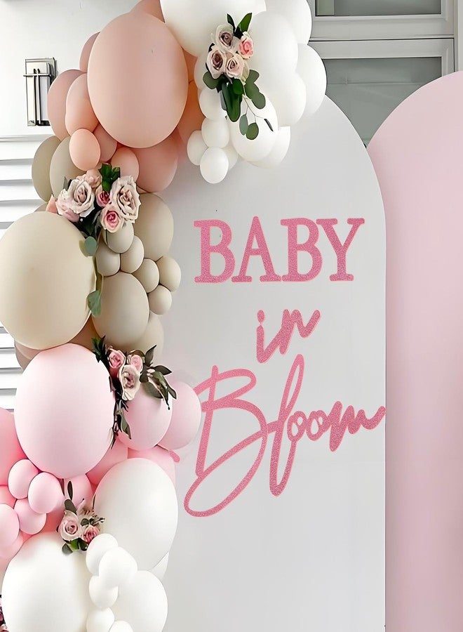 MASTRON Baby in Bloom Sign, 16”x24” Felt Letter Baby Shower Sign Baby in Bloom Party Decor Backdrop for Boy or Girl Baby Shower Gender Reveal 1st Birthday - Gillter Pink - Image 1