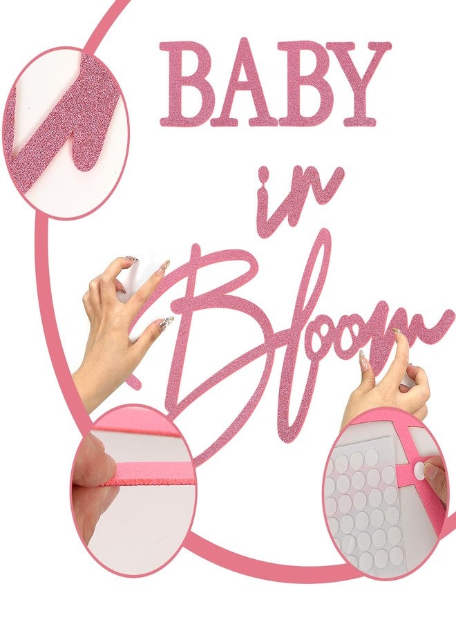 MASTRON Baby in Bloom Sign, 16”x24” Felt Letter Baby Shower Sign Baby in Bloom Party Decor Backdrop for Boy or Girl Baby Shower Gender Reveal 1st Birthday - Gillter Pink - Image 4