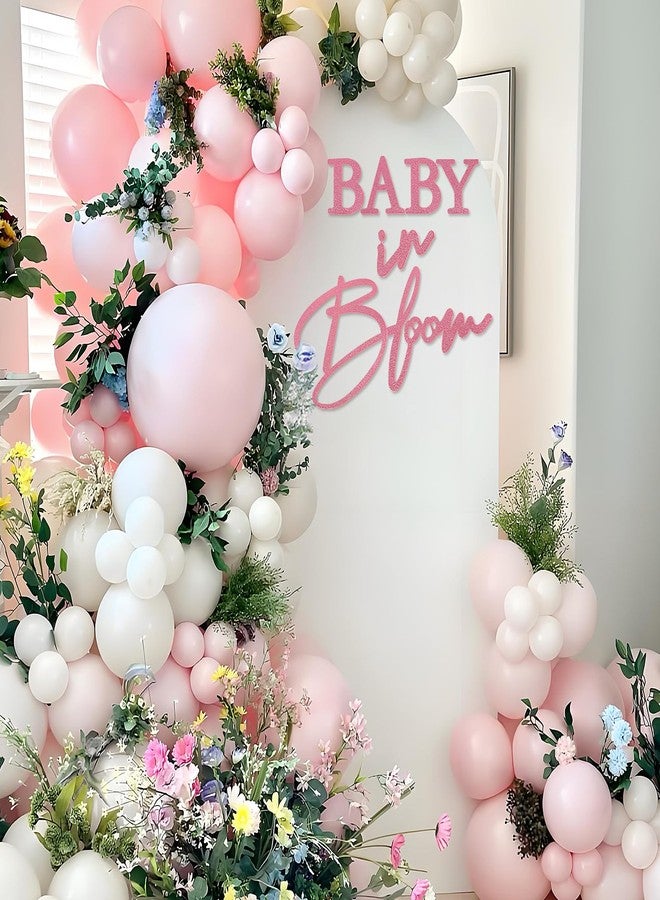 MASTRON Baby in Bloom Sign, 16”x24” Felt Letter Baby Shower Sign Baby in Bloom Party Decor Backdrop for Boy or Girl Baby Shower Gender Reveal 1st Birthday - Gillter Pink - Image 3