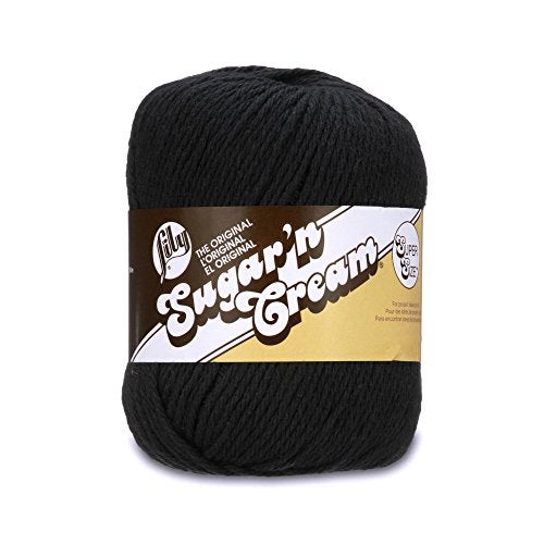 Lily 10201818040 Sugar 'N Cream Super Size Solid Yarn, 4oz, Gauge 4oz Medium, 100% Cotton, Big Ball - Black - Machine Wash & Dry - Image 1