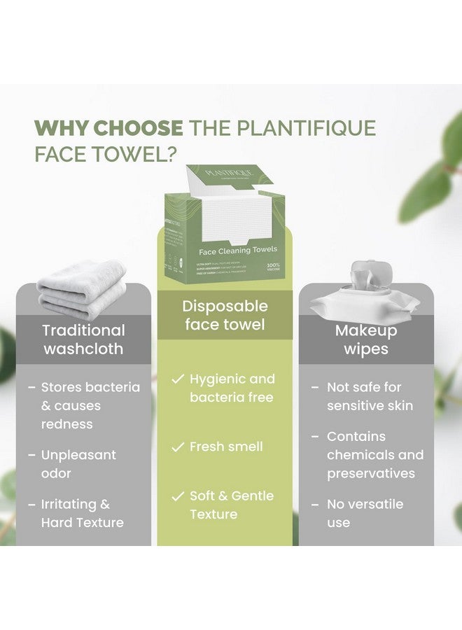 PLANTIFIQUE Disposable Face Towels XL 10"x12" - 100% Biodegradable Viscose Facial Towelettes for Women Skin Care - Face Cleaning Towel 50 Count - Image 3