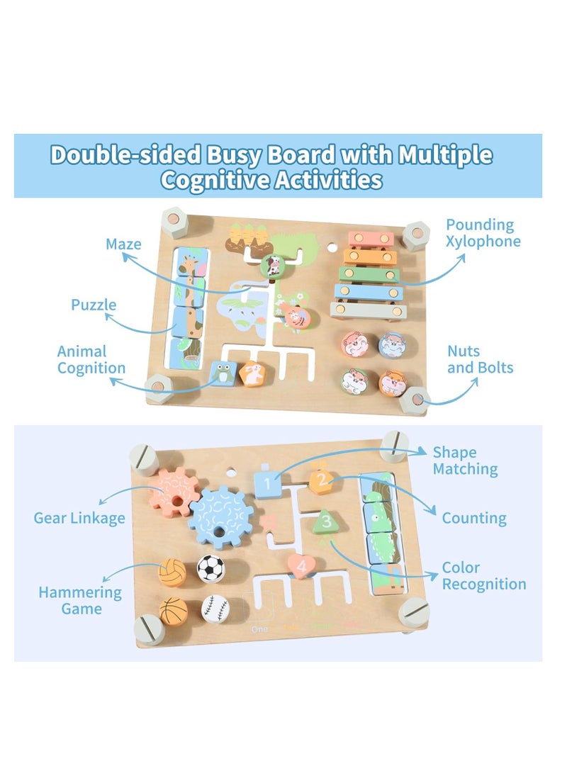 Factory Price Double Sided Wooden Sensory Busy Board Set with Various Activity - Image 4