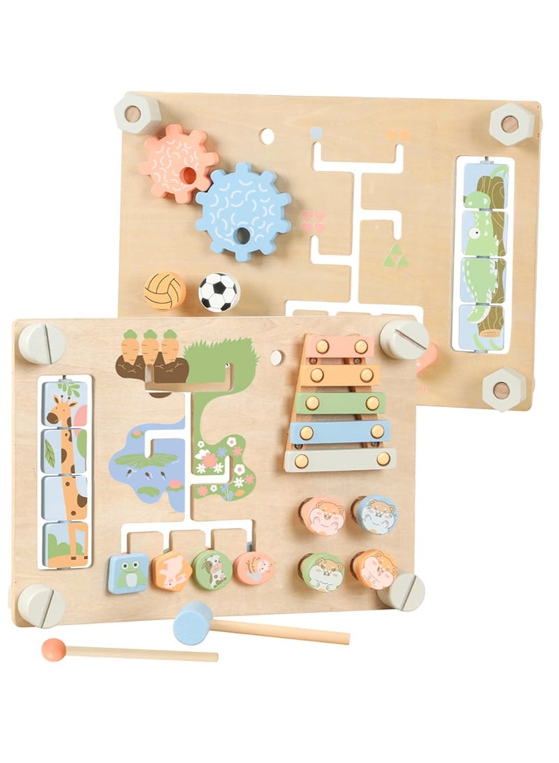 Factory Price Double Sided Wooden Sensory Busy Board Set with Various Activity - Image 1