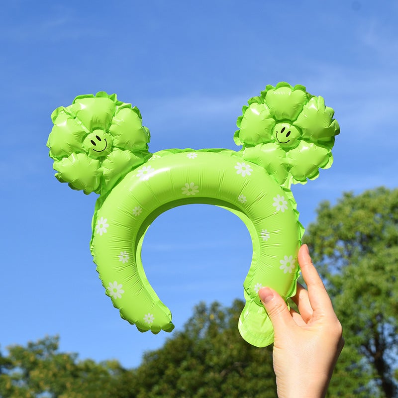 Daisy Smiley Daisy Handheld Stick Mid-Stick Headband Aluminum Film Balloon Stall Push-Sweep Code Activity Balloon - Image 1