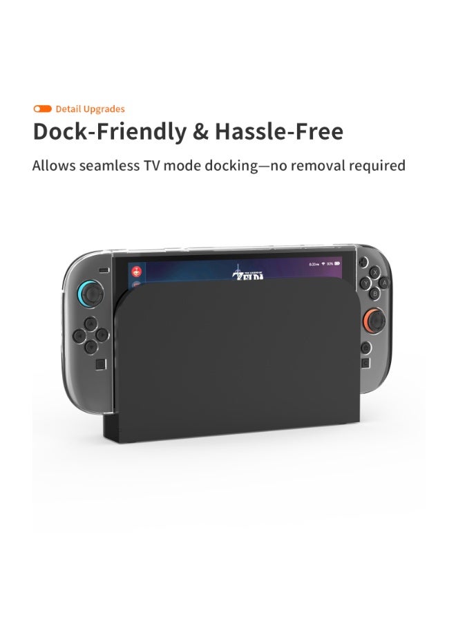 جاي واي إس حافظة شفافة قابلة للتثبيت لجهاز Nintendo Switch 2، حافظة حماية من البولي كربونات (PC) للحمل، غطاء ملمس ناعم من مادة TPU لجهاز Joy-Con، غطاء ملمس مزود بخاصية امتصاص الصدمات ومقاوم للخدش - Image 2