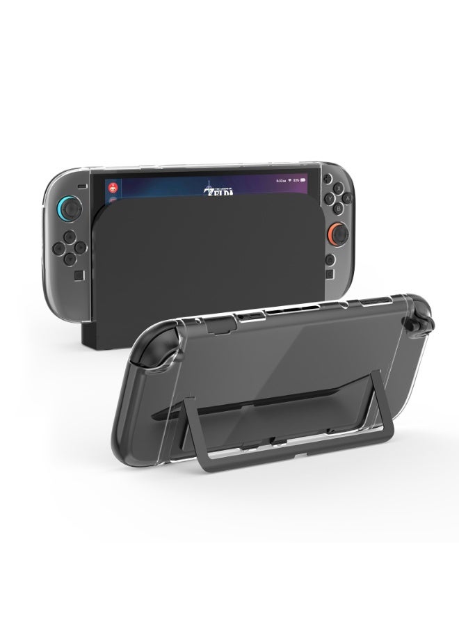 جاي واي إس حافظة شفافة قابلة للتثبيت لجهاز Nintendo Switch 2، حافظة حماية من البولي كربونات (PC) للحمل، غطاء ملمس ناعم من مادة TPU لجهاز Joy-Con، غطاء ملمس مزود بخاصية امتصاص الصدمات ومقاوم للخدش - Image 4