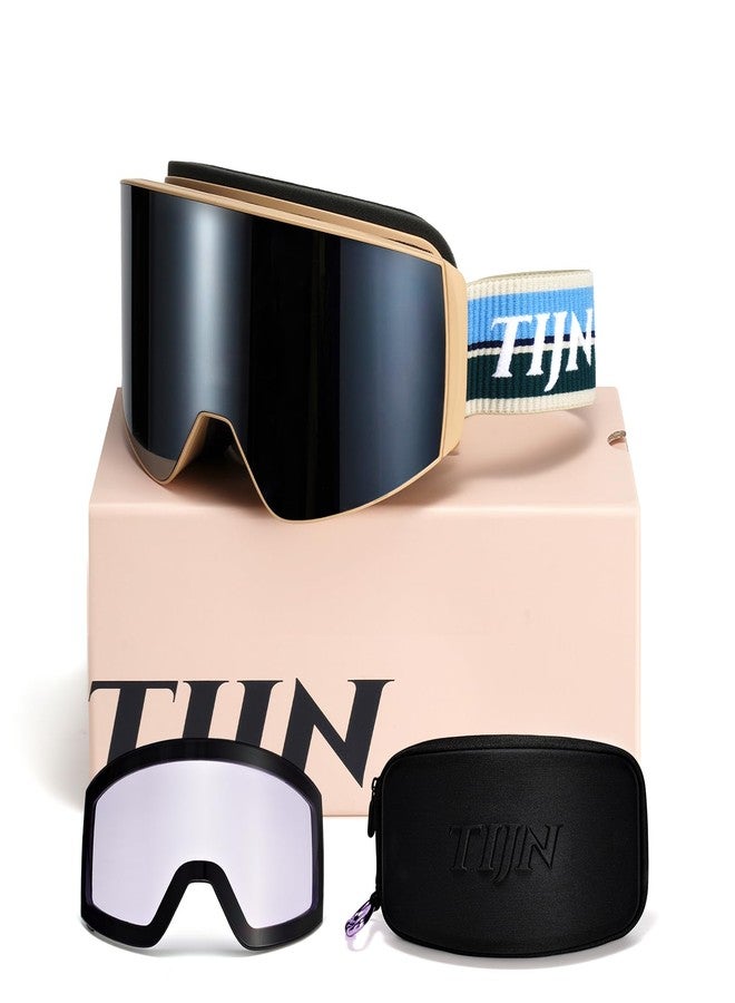 TIJN Ski Snowboard Goggles, Anti-Glare & Fog Coating UV400 OTG Snow Goggles for Men Women Youth with Replaceable Lens, Ouroboros - Image 1