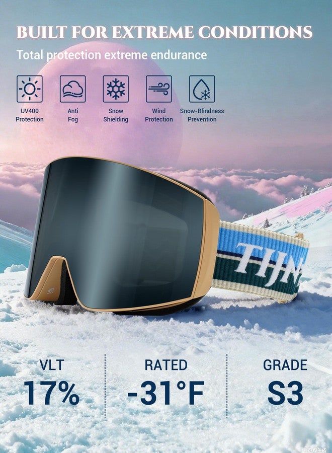 TIJN Ski Snowboard Goggles, Anti-Glare & Fog Coating UV400 OTG Snow Goggles for Men Women Youth with Replaceable Lens, Ouroboros - Image 4