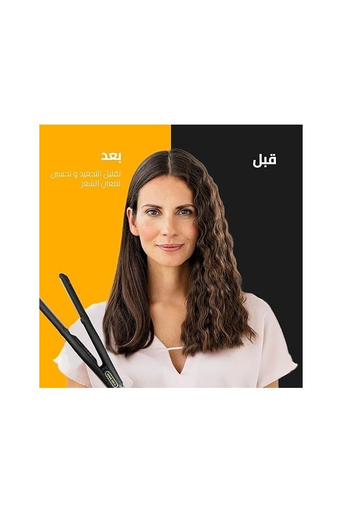 هوم جولد اداة للعناية بالشعر وجهازكي وفرد الشعر من هوم جولد، تسخين احترافي 1200 درجة فهرنهايت، طلاء نانو سيراميك وتقنية ايونية لتصفيف سلس وبدون مجهود - قطعتان من سخان ام سي اتش غني بالكيراتين والتورمالين (اسود HG-803) - Image 5