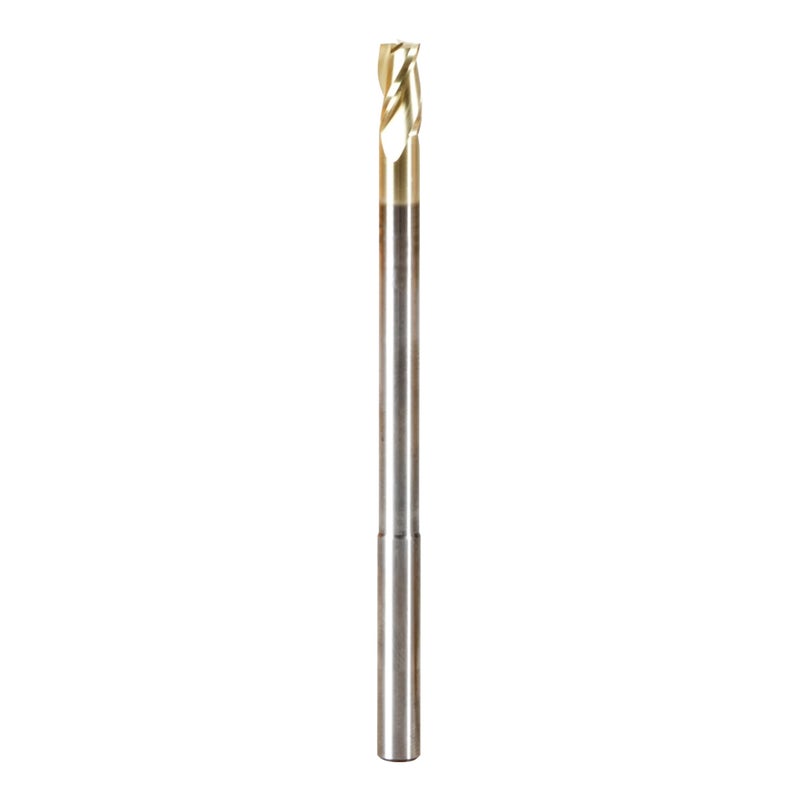 Amana Tool Extra Long CNC 2D and 3D Carving Flat Bottom 010 Deg Straight Router Bit ZrN Coated 46590 14 Dia x 12 x 14 Shk x 4 Inch L x 3 Fl