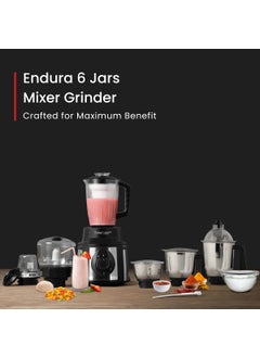 PRESTIGE Prestige 1000 Watt Endura Mixer Grinder with 3 Stainless Steel Jar + 1 Juicer Jar, 1 Mix-O-Keep Jar, 1 Multi-utility Jar, Black |Sturdy Stainless Steel Body|7-Efficient Stainless Steel Blades  - Image 2