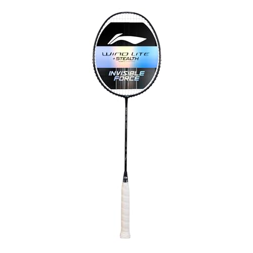 Li-Ning Wind Lite Stealth Carbon Fibre Strung(Black/Grey/Black) Racket with Free Full Cover - Image 1