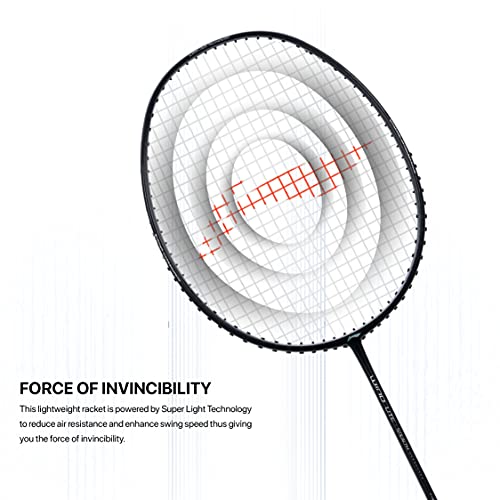 Li-Ning Wind Lite Stealth Carbon Fibre Strung(Black/Grey/Black) Racket with Free Full Cover - Image 4