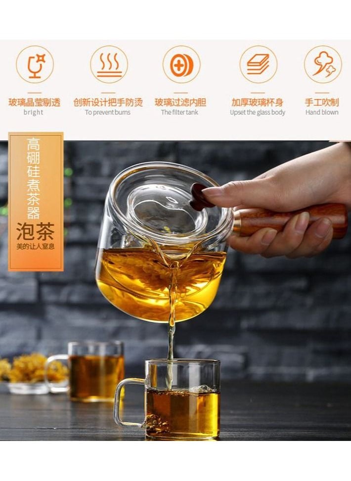 ماركة غير محددة - طقم الكنكه البايركس 1 كنكه بايركس + 2 فنجان+ 1صفايه اعشاب + 1غطاء للكنكه بيد خامه معالجه ضد البكتريا والمكروبات - Image 1
