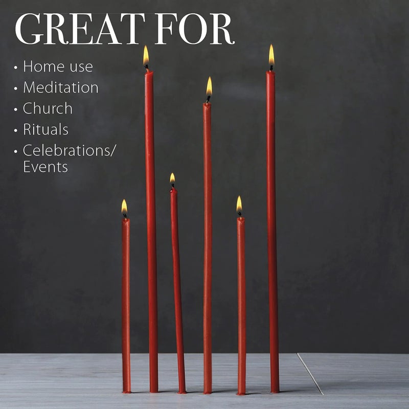 Danilovo Danilovo Pure Beeswax Candles - No-Drip  Smoke-Less  Tall  Thin Taper Candles - Decorative Candles for Church Prayer  Decor or Birthday Candles - Honey Scented - 6.5 in   0.22 in (Red  200pcs)  - Image 3