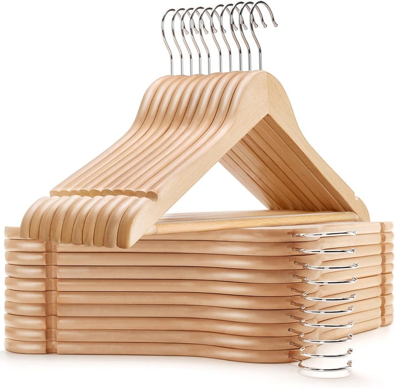 DEZNA Premium Hanger Set of 12 Unbreakable Plastic Wooden Look Cloth Hanger for Hanging Suits/Pants/Shirts/Skirts etc (12) - Image 1