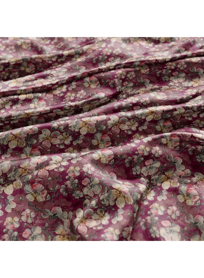 فيلاتو Ø¬Ù„Ø§Ø¨ÙŠØ© Ù…Ø®ÙˆÙŠØ± Ù…Ù† Ù‚Ù…Ø§Ø´ Ø­Ø±ÙŠØ± Ø§Ù„Ù„ÙŠÙ„ Ø¹Ø±Ø§Ù…Ù†ÙŠ Ø¨Ø§Ù„ÙŠØ§Ø±Ø¯Ø©ØŒ Ù†Ù‚Ø´Ø© Ø²Ù‡ÙˆØ± Ø¨ÙŠØ¶Ø§Ø¡ Ø¹Ù†Ø§Ø¨ÙŠØŒ Ø®ÙŠØ§Ø·Ø© 58 Ø¨ÙˆØµØ© Ø¹Ø±Ø¶ - Image 3