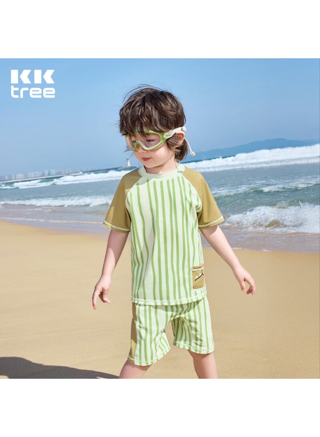 Kocotreekk Children's Two-piece Swimsuit, Short-sleeved, For Boys And Girls, Sun Protection Swimwear, For Small, Medium, And Large Children, Baby Swimwear - Image 1