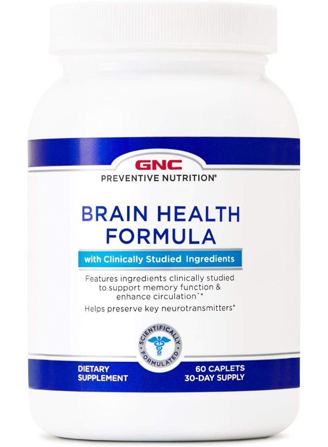 GNC Preventive Nutrition Brain Health Formula, 60 Caplets, Supports Memory Function and Enhances Circulation - Image 3