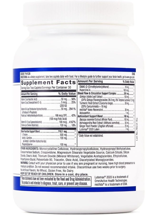 GNC Preventive Nutrition Brain Health Formula, 60 Caplets, Supports Memory Function and Enhances Circulation - Image 4