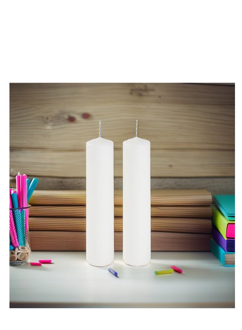 Plain White Tall Unscented Home Candles Decorative Item with Long Burn Time Perfect for Atmospheric Lighting and Home Decor (3x20cm – 2pcs) - Image 5