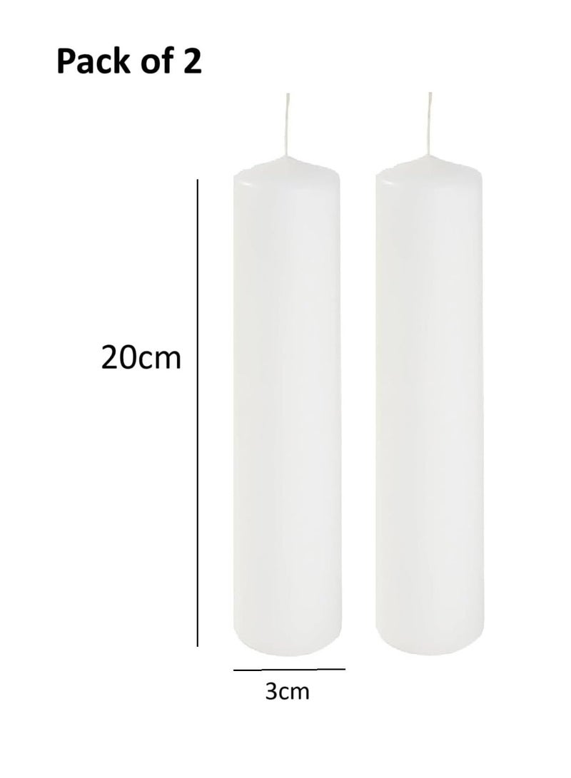 Plain White Tall Unscented Home Candles Decorative Item with Long Burn Time Perfect for Atmospheric Lighting and Home Decor (3x20cm – 2pcs) - Image 2