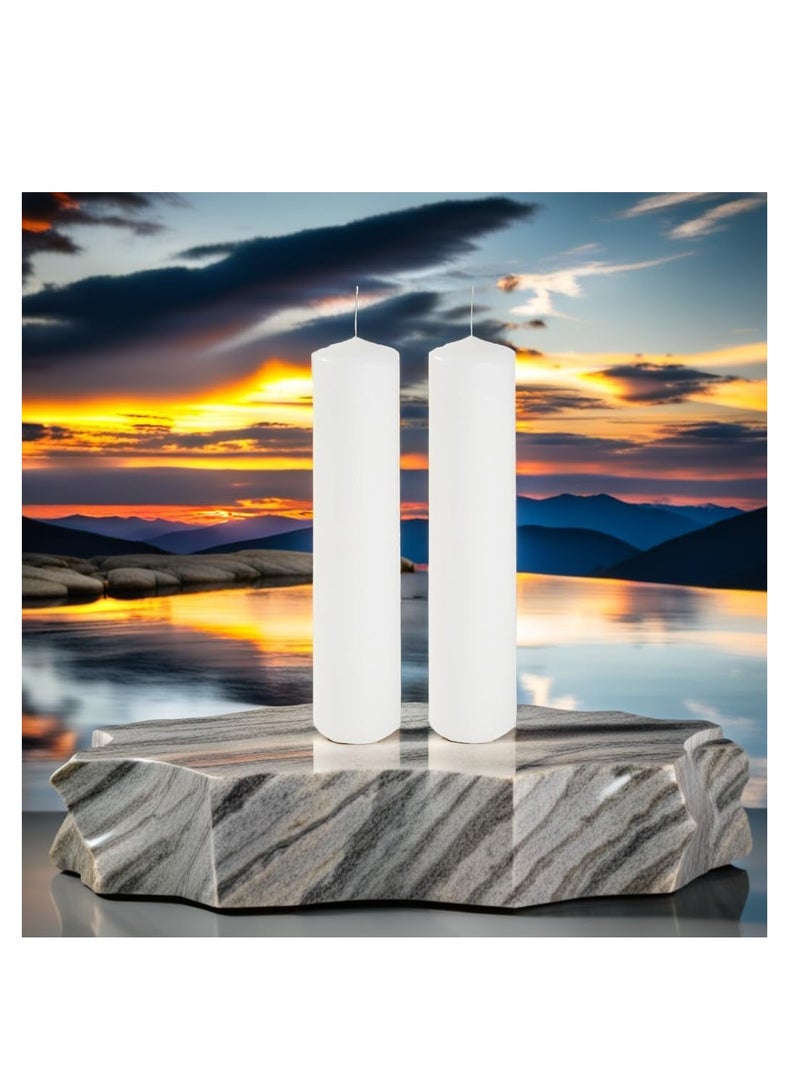 Plain White Tall Unscented Home Candles Decorative Item with Long Burn Time Perfect for Atmospheric Lighting and Home Decor (3x20cm – 2pcs) - Image 4