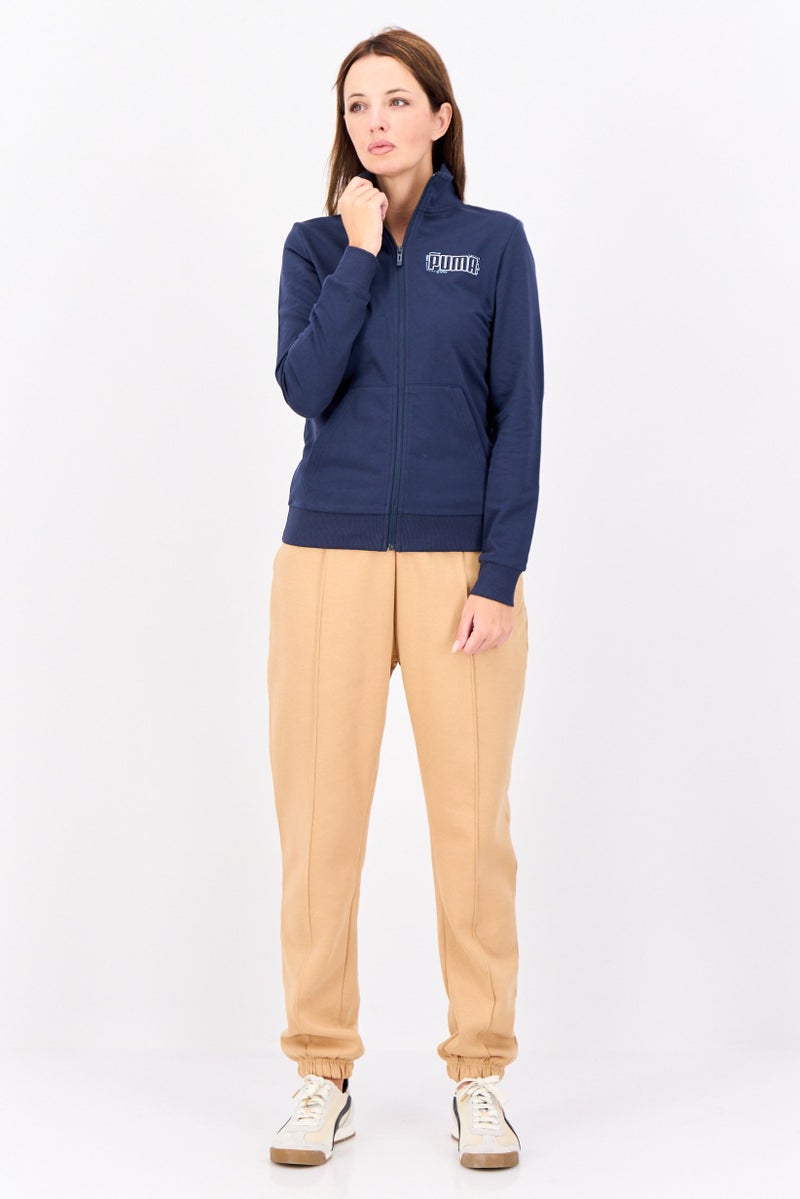 PUMA ملابس رياضية نسائية بأكمام طويلة مناسبة، خارجية، سويت شيرت، كحلي - Image 4