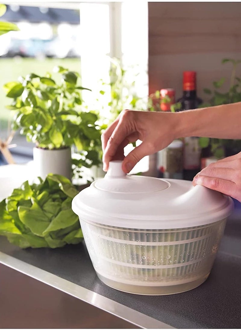 Festive Gallery Large Capacity Salad Spinner Fruit and Vegetable Washer,Vegetable Quick Dryer Oil Shaker Dry off and Drain Vegetable Wash & Salad Making Bowl with Plastic Colander  - Image 2