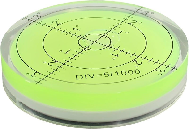 Green Round Bubble Level, Accurate Horizontal Leveler With Universal Scale, Acrylic Vial, Alignment Line, Div=5/1000, Simple To Read, For Measurement And Diy Projects - Image 1