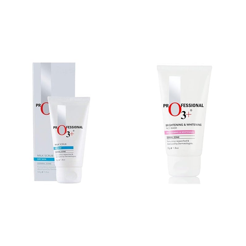 O3 Milk Scrub Enriched with Macadamia Nuts Extracts for Clean Bright Complexion O3 Brightening and Whitening Face Wash Combo - Image 1