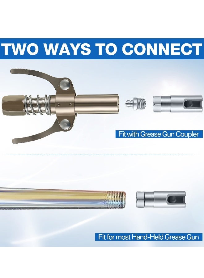 Generic - Grease Gun Coupler with 1/8 inch NPT Threads, Push on Slotted Right Angle 90 Degree Grease Coupler Fits Standard 1/8 inch NPT Grease Hoses, 2.1 Inch Length - Image 1