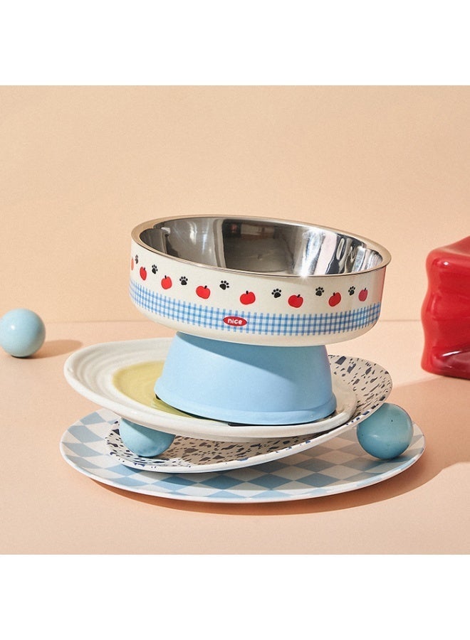 وعاء طعام للحيوانات الأليفة أزرق من الستانلس ستيل بسعة كبيرة بتصميم مرتفع قاعدة غير قابلة للانزلاق سهل التنظيف - Image 4