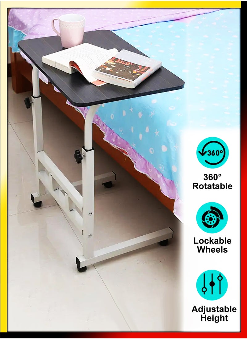 DBLEW - Upgraded Metal Base Adjustable Multipurpose Movable Desktop Computer Mobile Laptop Desk Home And Office Desks For Work and Study Moveable Portable Coffee Overbed Tray Bedside Sofa Table - Image 1