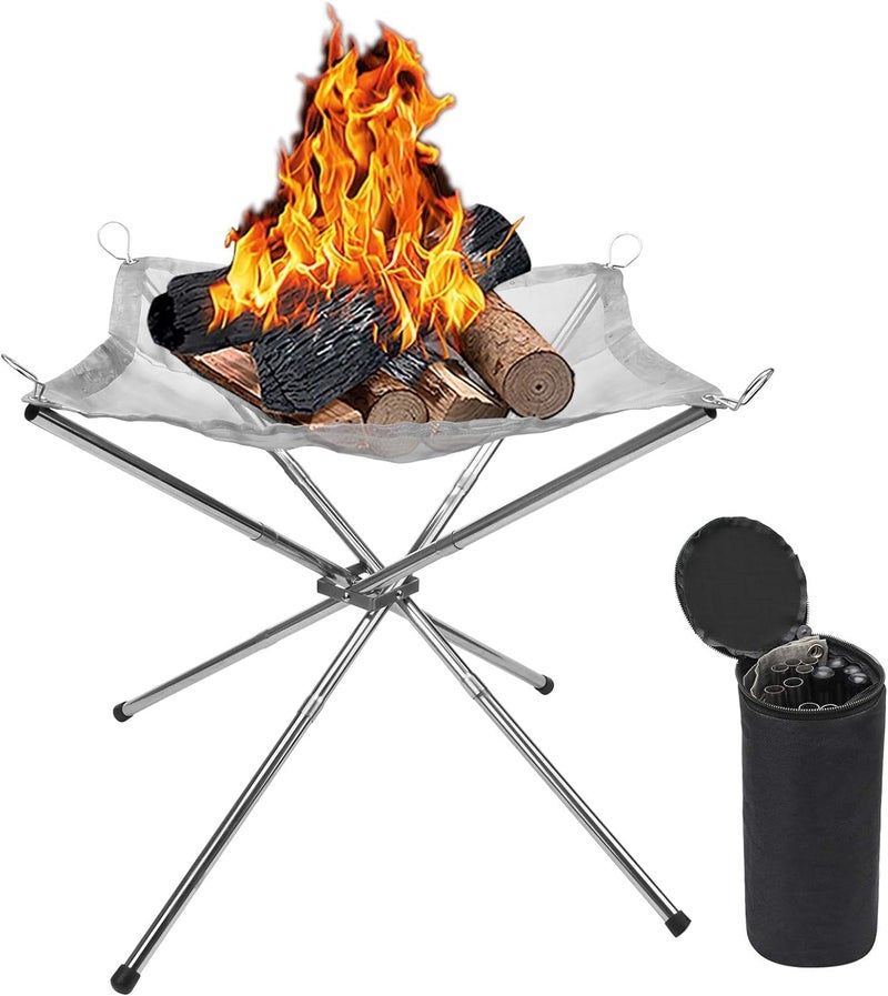 Guintray-bo Portable Outdoor Fire Pit 16.5 Inch - New Upgraded Camping Fire Pit Collapsible Foldable Mesh Fire Pits Fireplace for Camping, Campfire, Patio, Backyard and Garden - Carrying Bag Included - Image 1