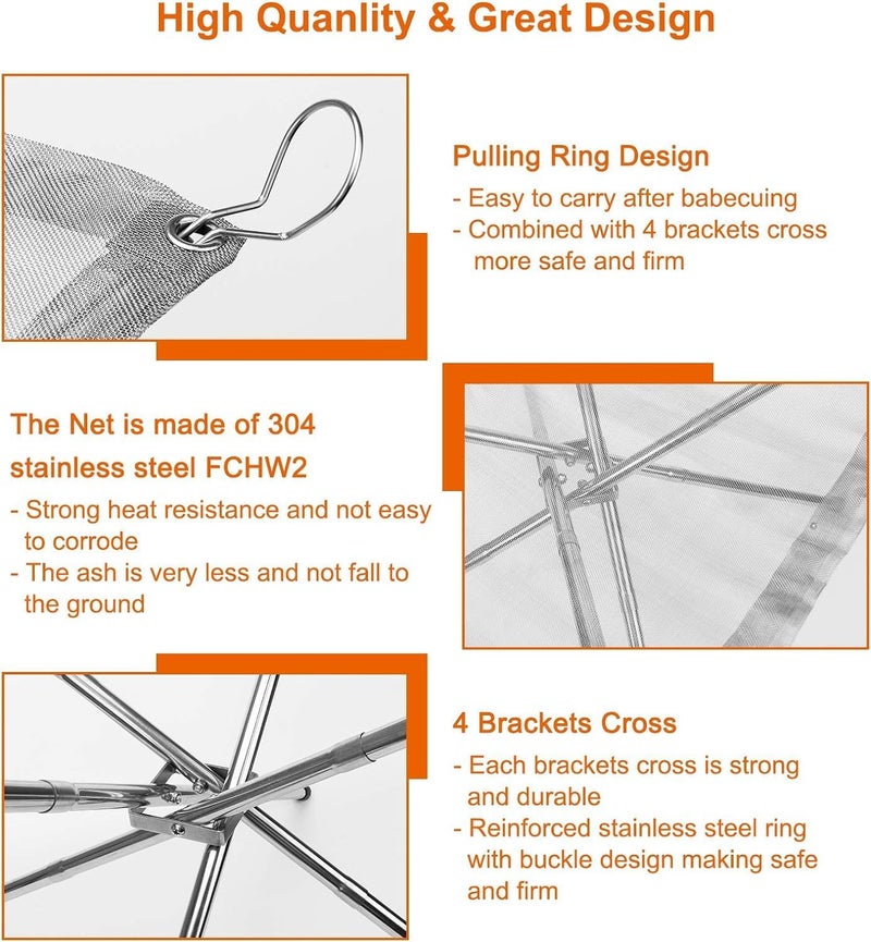 Guintray-bo Portable Outdoor Fire Pit 16.5 Inch - New Upgraded Camping Fire Pit Collapsible Foldable Mesh Fire Pits Fireplace for Camping, Campfire, Patio, Backyard and Garden - Carrying Bag Included - Image 4
