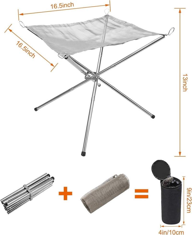 Guintray-bo Portable Outdoor Fire Pit 16.5 Inch - New Upgraded Camping Fire Pit Collapsible Foldable Mesh Fire Pits Fireplace for Camping, Campfire, Patio, Backyard and Garden - Carrying Bag Included - Image 2