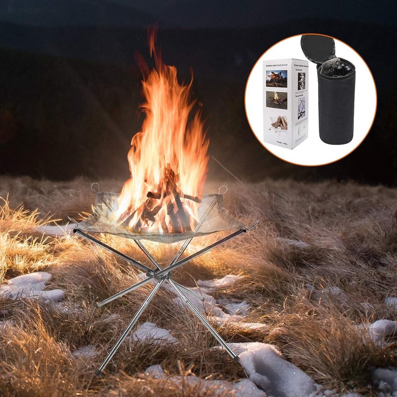 Guintray-bo Portable Outdoor Fire Pit 16.5 Inch - New Upgraded Camping Fire Pit Collapsible Foldable Mesh Fire Pits Fireplace for Camping, Campfire, Patio, Backyard and Garden - Carrying Bag Included - Image 3
