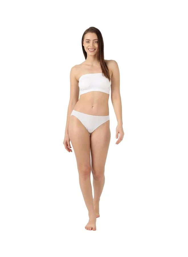 Jockey White 1545 Women Wire free Padded Micro Touch Nylon Elastane Stretch Full Coverage Bandeau Bra with Removable Pads and Detachable Transparent Straps for Women | Best Price UAE
