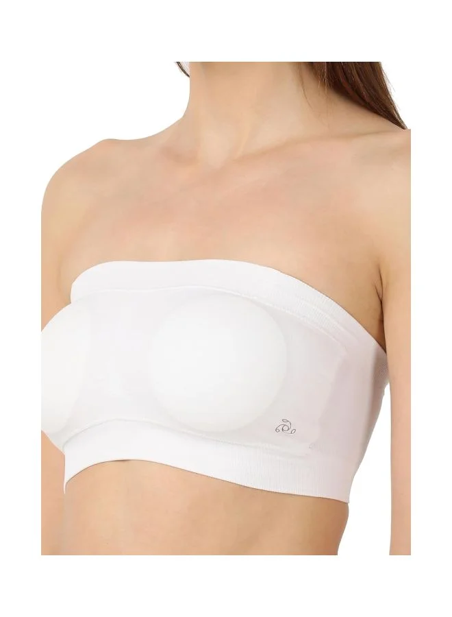 Jockey White 1545 Women Wire free Padded Micro Touch Nylon Elastane Stretch Full Coverage Bandeau Bra with Removable Pads and Detachable Transparent Straps for Women | Best Price UAE