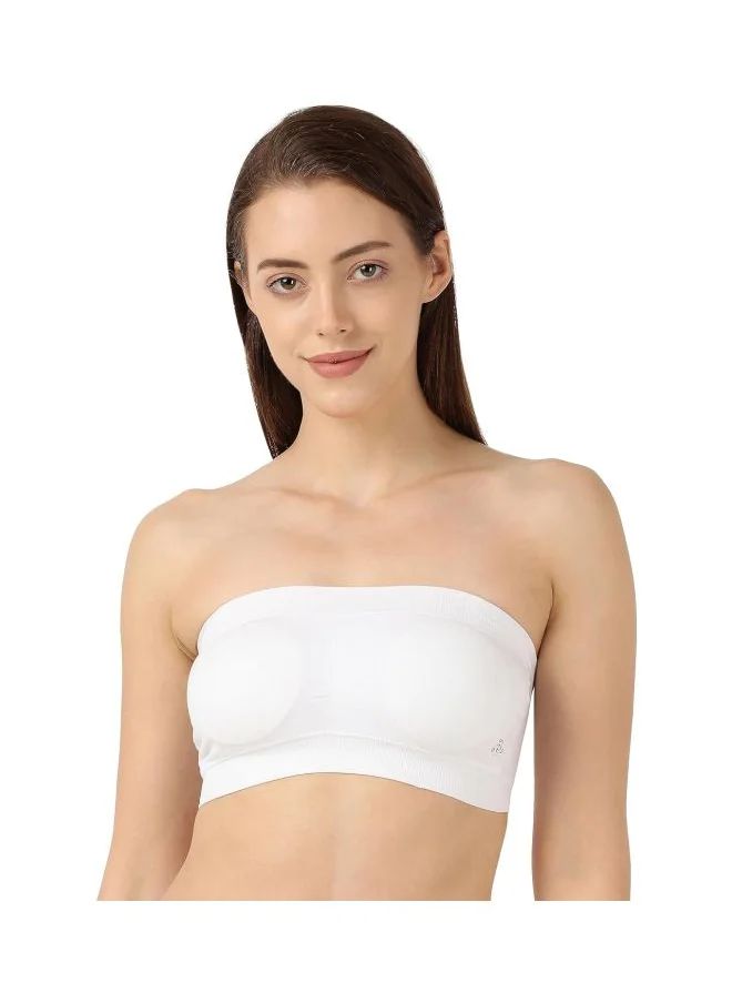 جوكي Jockey 1545 Women Wire free Padded Micro Touch Nylon Elastane Stretch Full Coverage Bandeau Bra with Removable Pads and Detachable Transparent Straps