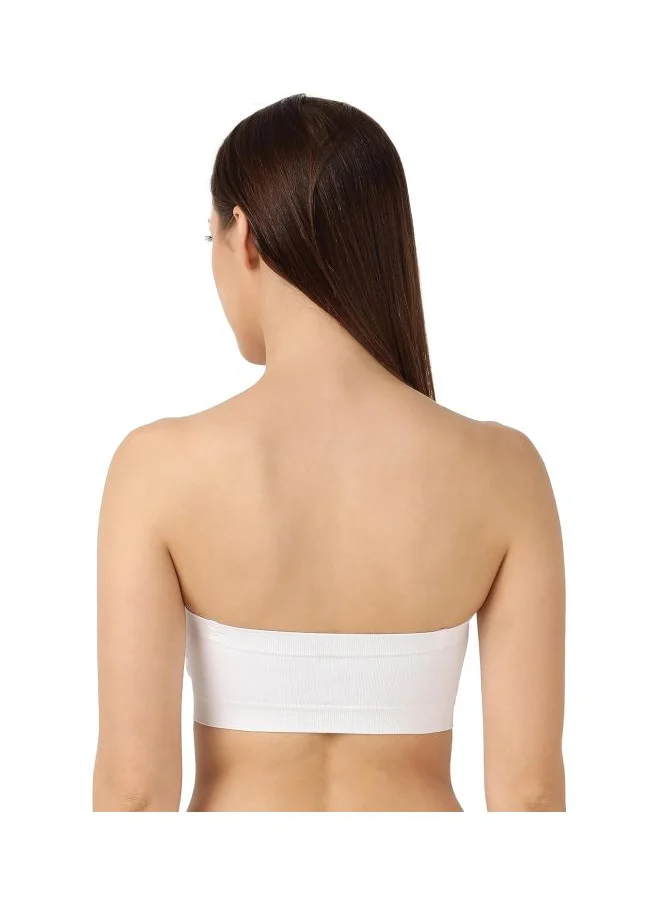 جوكي Jockey 1545 Women Wire free Padded Micro Touch Nylon Elastane Stretch Full Coverage Bandeau Bra with Removable Pads and Detachable Transparent Straps