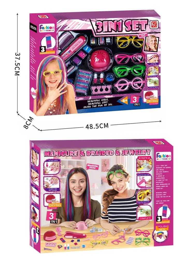 TOY GARDEN 3-in-1 Kids DIY Fashion Set Nail Art, Hair Styling & Accessories Creative Play Kit - Fun & Colorful DIY Creativity  - Image 1