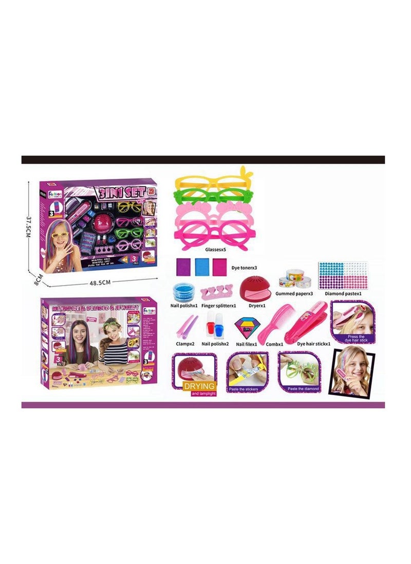 TOY GARDEN 3-in-1 Kids DIY Fashion Set Nail Art, Hair Styling & Accessories Creative Play Kit - Fun & Colorful DIY Creativity  - Image 5