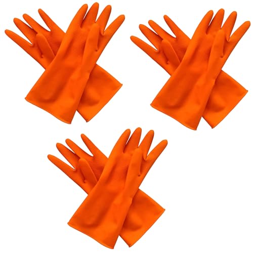 garbnoire Reusable Stretchable household Rubber Hand Gloves with Texture Palm Grip for Anti-Slip Performance Suited for Gardening |Multi-Purpose Use, Outdoor Activities (Colors May Vary) (Pair of 3) - Image 1